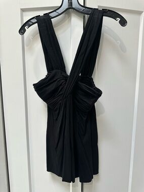 Matty M Black Sleeveless Top with Cross-Front Detail